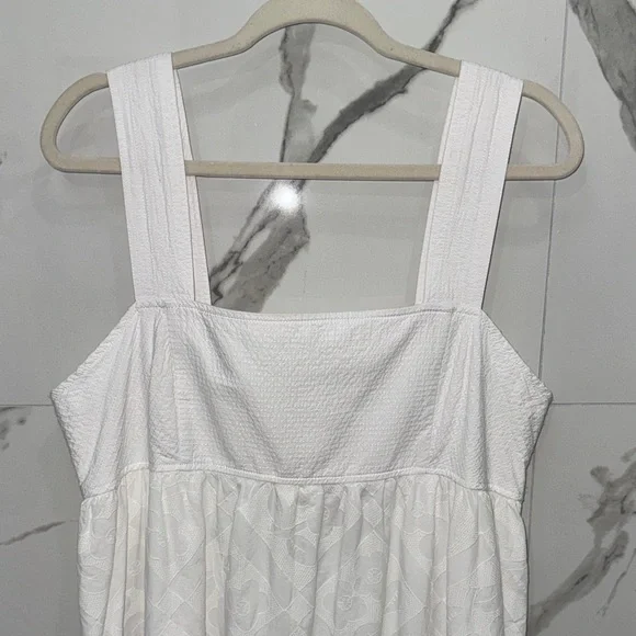 NWT Madewell White Floral Embroidered Textured Cutout Back Midi Dress - Picture 4 of 12